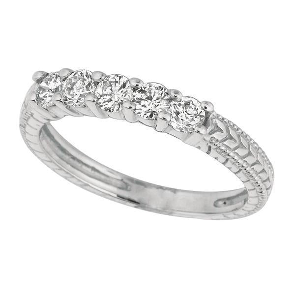 Natural Round Diamond Eternity Band 0.50 Carat Vintage Style White Gold 14K