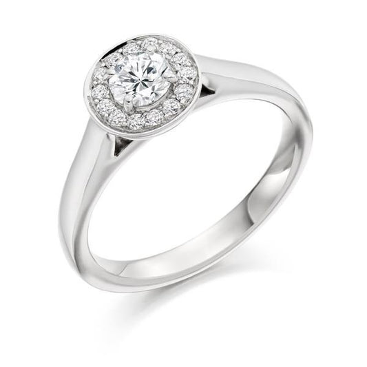 Natural Round Diamond Halo Ring 1.50 Carats Prong Setting White Gold 14K