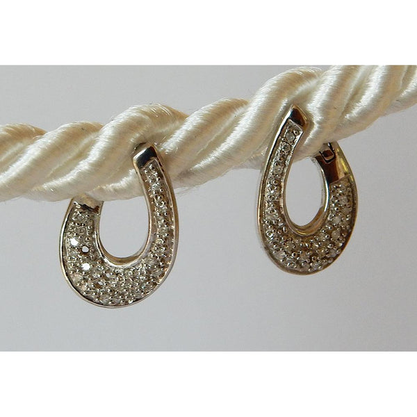 Natural Round Diamond Hoop Earrings 1 Carats G/H White Gold Finish