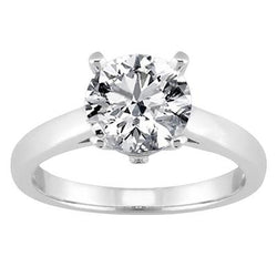 Natural Round Diamond Solitaire Women Engagement Ring White Gold 3 Ct.