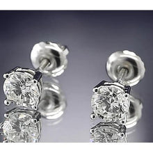 Round Natural Earth Mined Diamond Stud Earring 1.60 Carats White Gold 14K Basket Setting