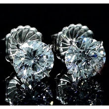 Round Diamond Stud Earrings 2 Carats White Gold 14K
