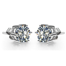 Natural Round Diamond Stud Earrings Six Prong Setting Jewelry 2 Carat WG 14K