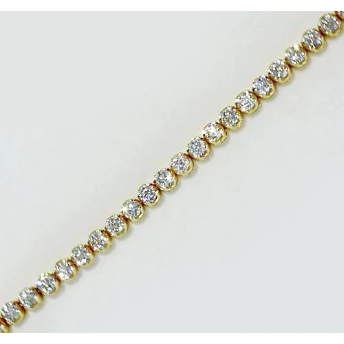 Natural Round Diamond Tennis Bracelet 4 Carats Yellow Gold 14K