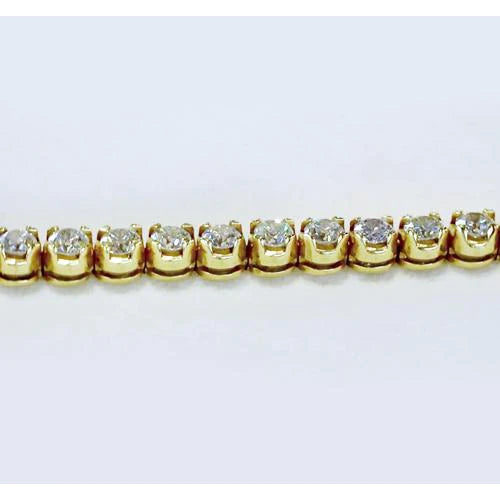 Natural Round Diamond Tennis Bracelet 4 Carats Yellow Gold 14K