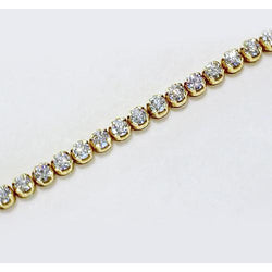 Natural Round Diamond Tennis Bracelet 4 Carats Yellow Gold 14K