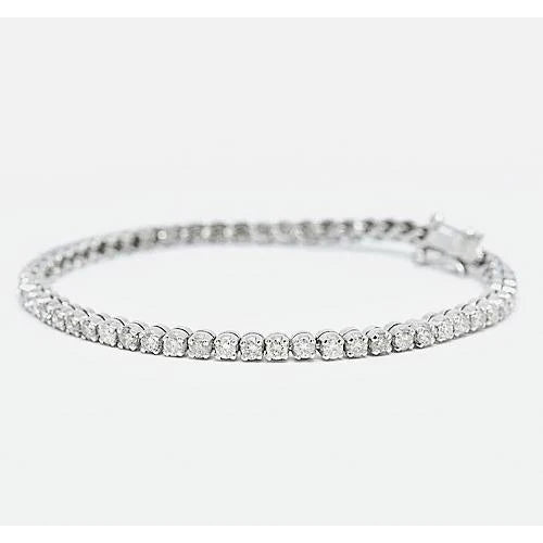 Natural Round Diamond Tennis Bracelet 6 Carats Shared Prong Set New
