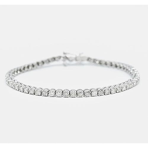 Natural Round Diamond Tennis Bracelet 6 Carats Shared Prong Set New
