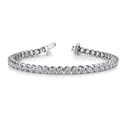 Natural Round Diamond Tennis Bracelet Prong Set 10.10 Carat WG 14K