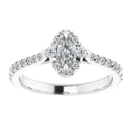 Natural Round & Marquise Old Mine Cut Diamond Ring With Accents 4 Carats