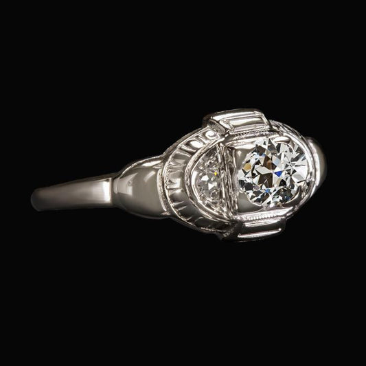 Natural Round Old Miner Diamond Ladies Engagement Ring 1.25 Carats Jewelry