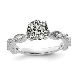 Natural Round Old Miner Diamond Ring Prong Set 2.50 Carats Women's Jewelry