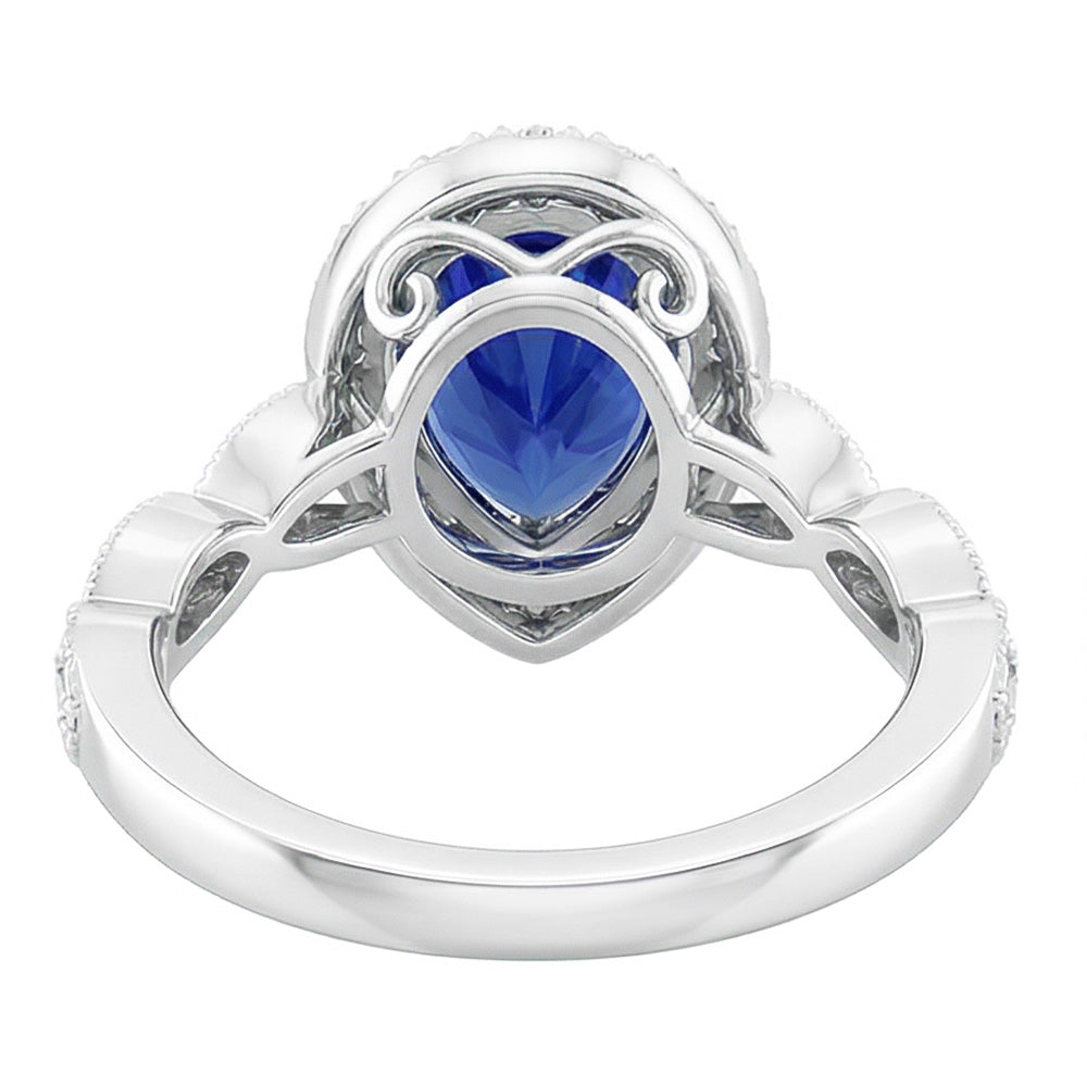 Natural Royal Blue Sapphire Gemstone Ring – 14 Karat White Gold