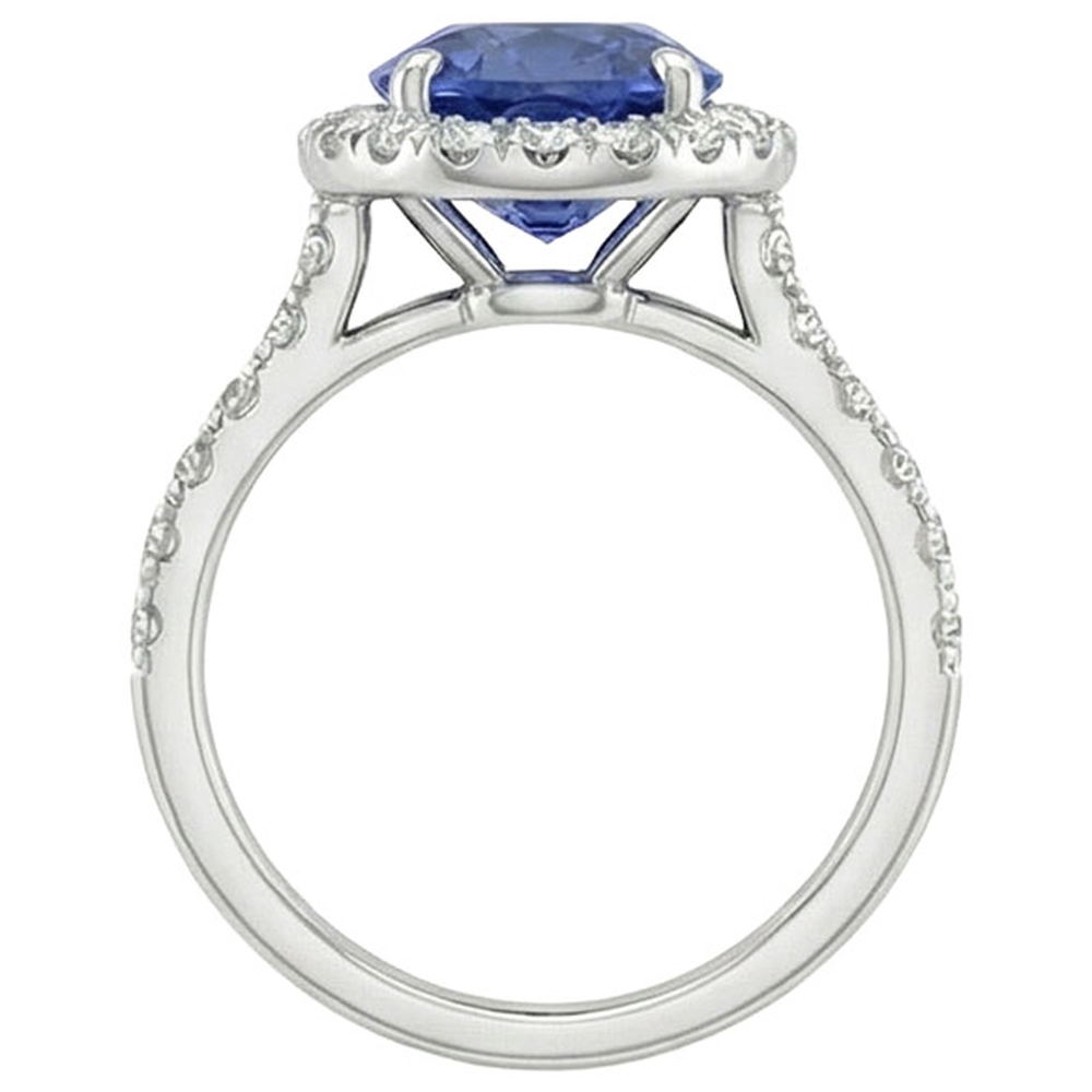 Natural Sapphire Engagement Halo Ring