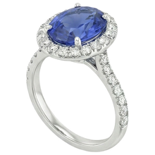 Natural Sapphire Engagement Halo Ring