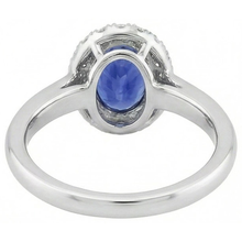 Natural Sapphire Halo Ring Oval Cut