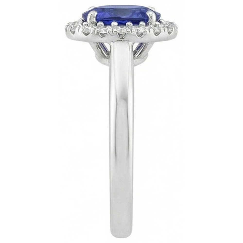 Natural Sapphire Halo Ring Oval Cut