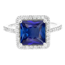 Natural Sapphire Princess Cut Engagement Ring