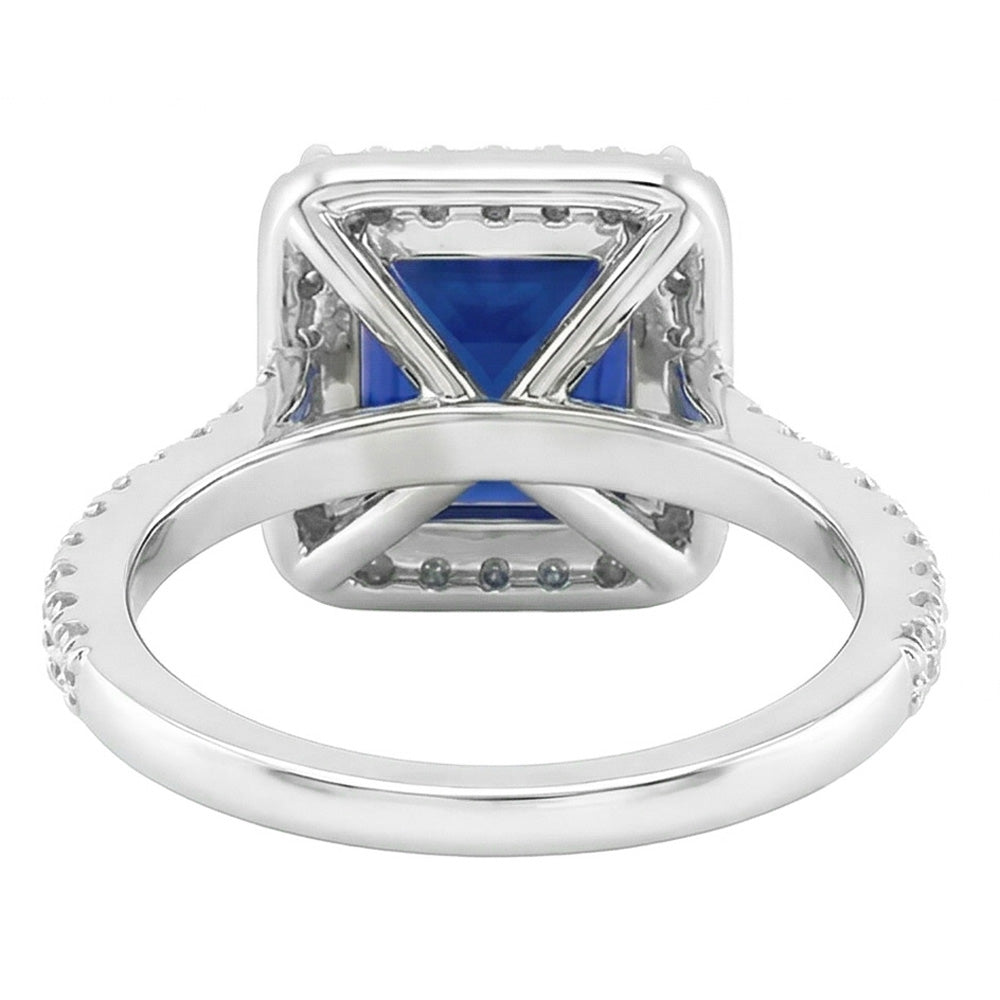 Natural Sapphire Princess Cut Engagement Ring