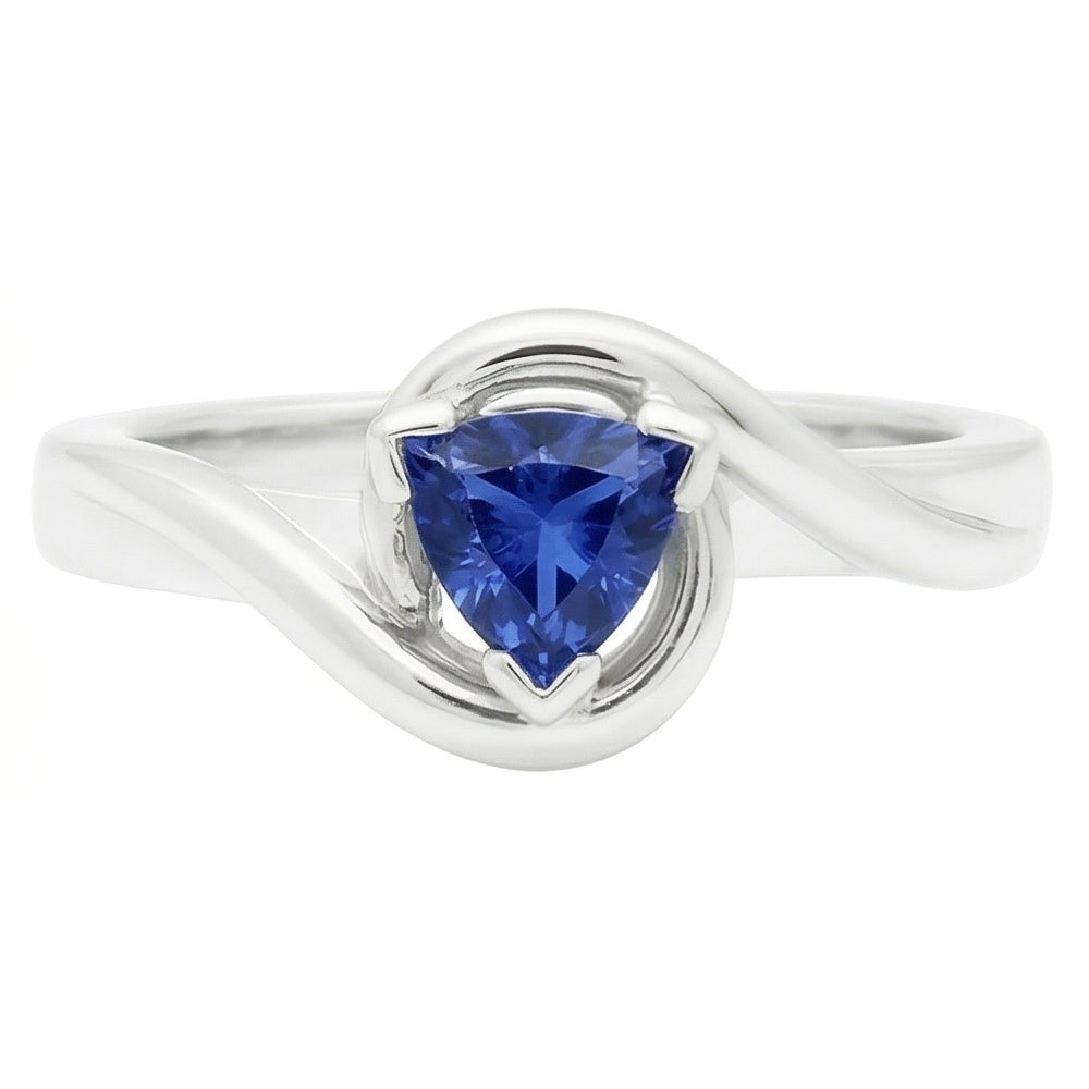 Natural Sapphire Ring 0.50ct - White Gold 14K
