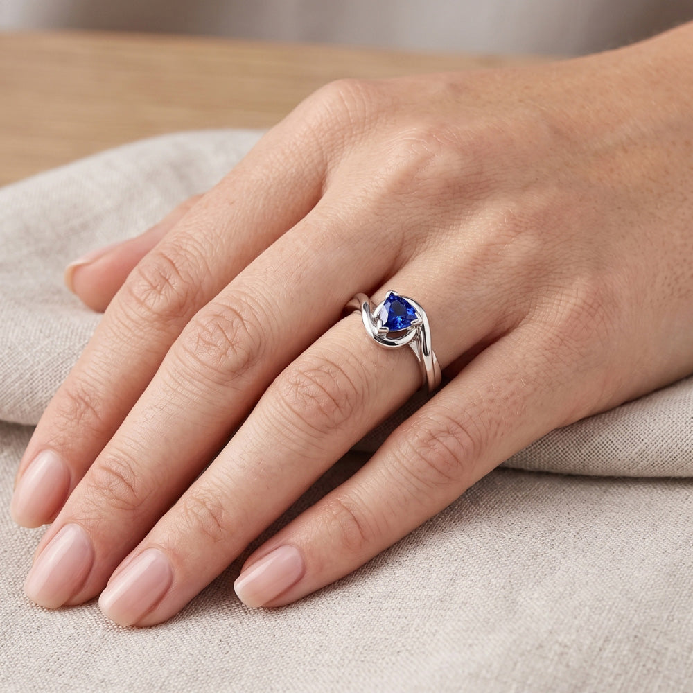 Natural Sapphire Ring 0.50ct - White Gold 14K