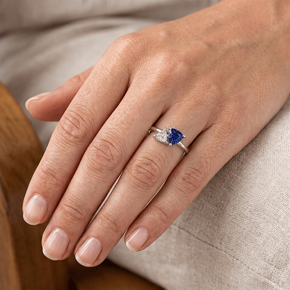 Natural Sapphire Ring 1.25ct - White Gold 14K