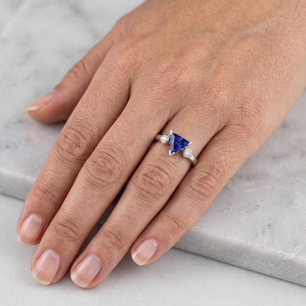 Natural Sapphire Ring 1.25ct - White Gold 14K