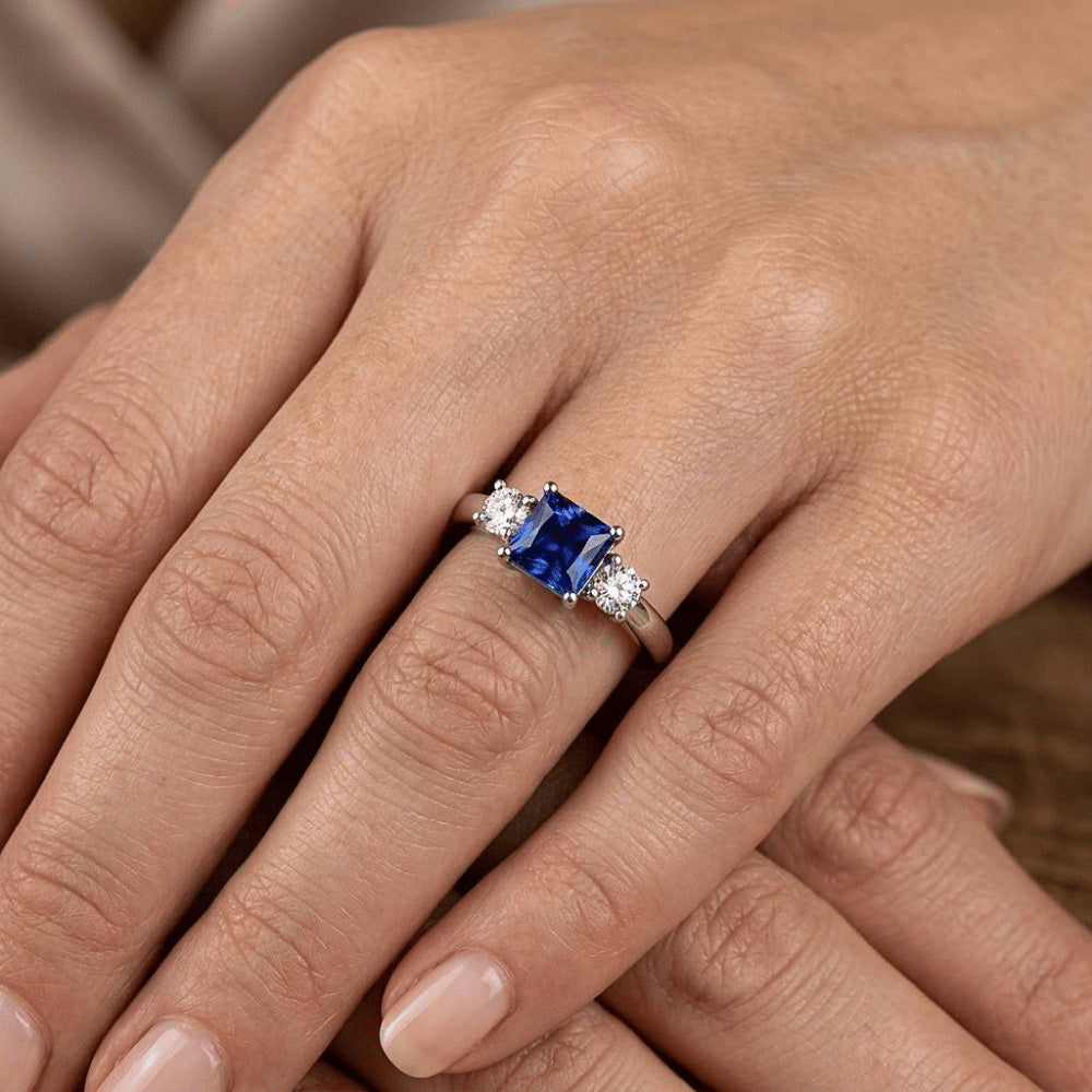 Natural Sapphire Ring 1.25ct - White Gold 14K
