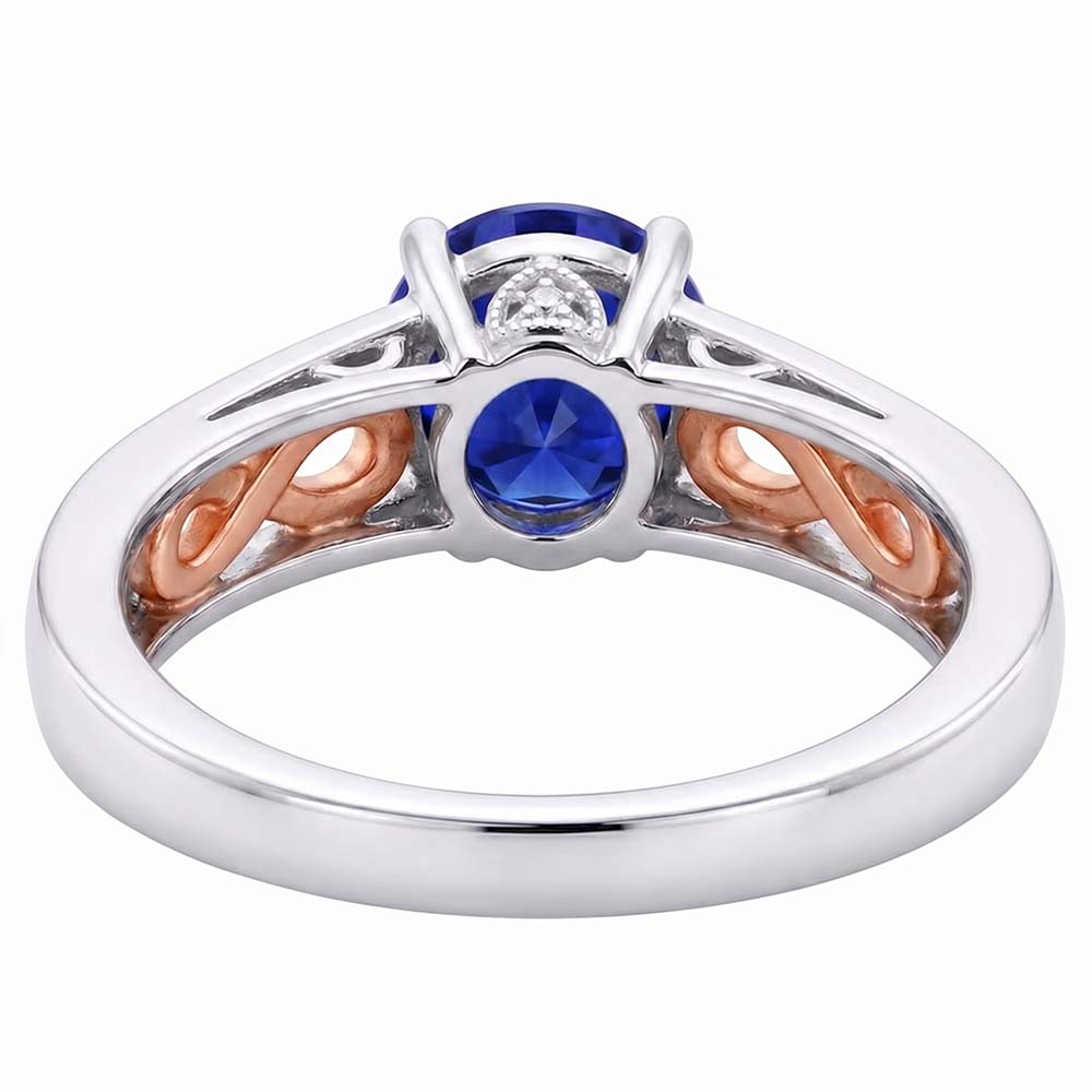 Natural Sapphire Ring 1.50ct - Two Tone 14K Gold