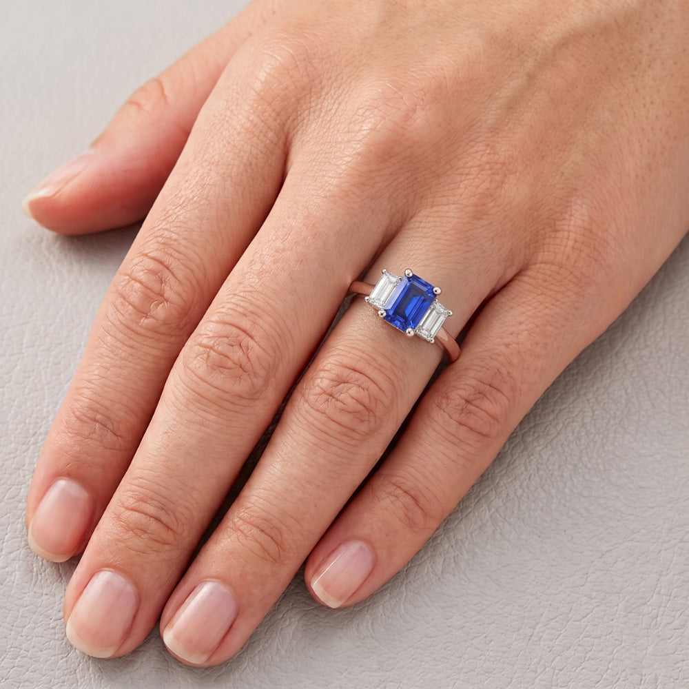 Natural Sapphire Ring 1.50ct - Two Tone 14K Gold