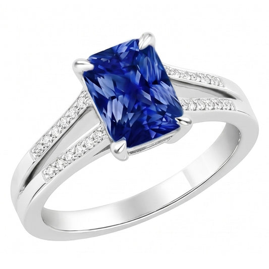 Natural Sapphire Ring 1.50ct - White Gold 14K