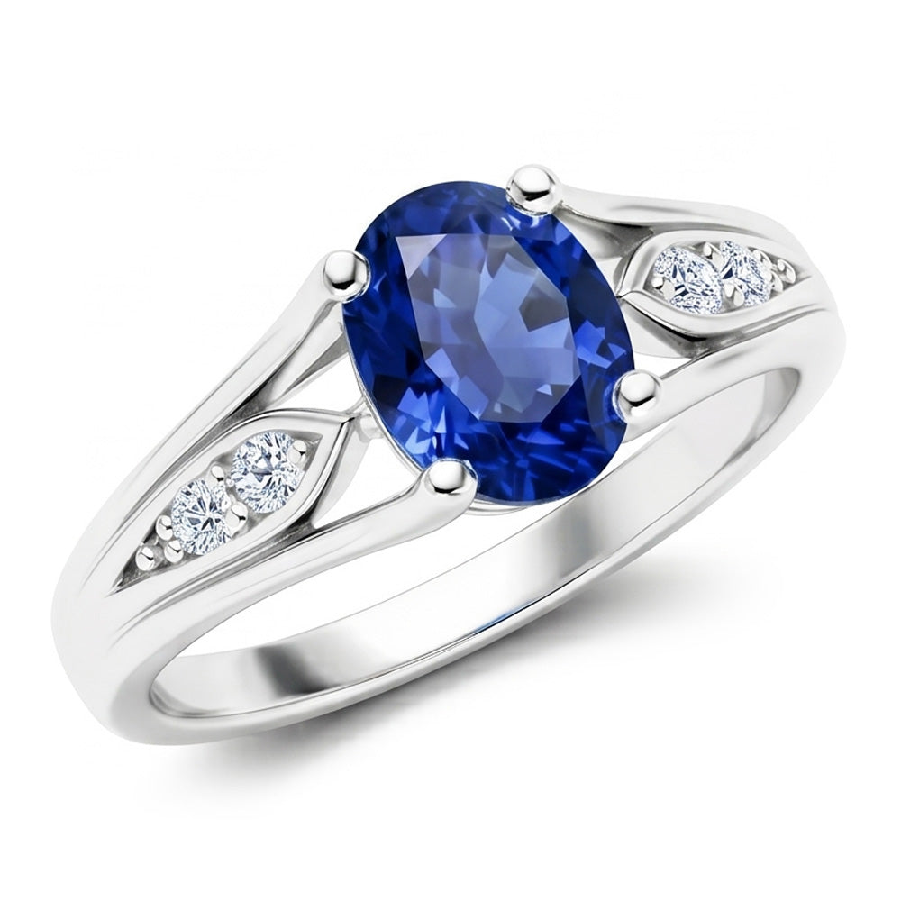 Natural Sapphire Ring 1.50ct - White Gold 14K