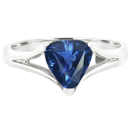 Natural Sapphire Ring 1.50ct - White Gold 14K