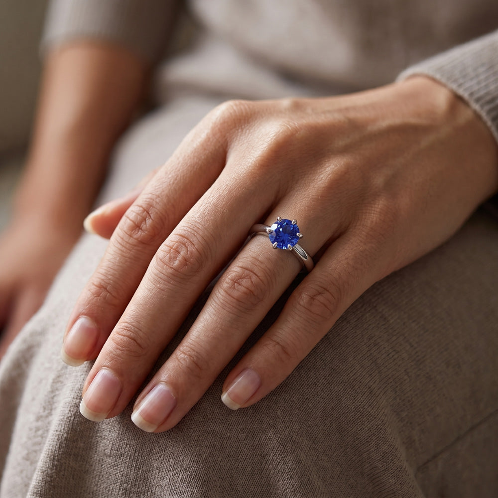 Natural Sapphire Ring 1.50ct - White Gold 14K