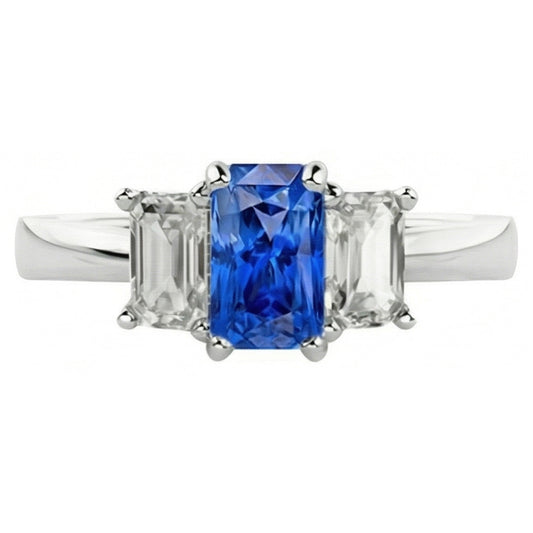 Natural Sapphire Ring 1.50ct - White Gold 14K