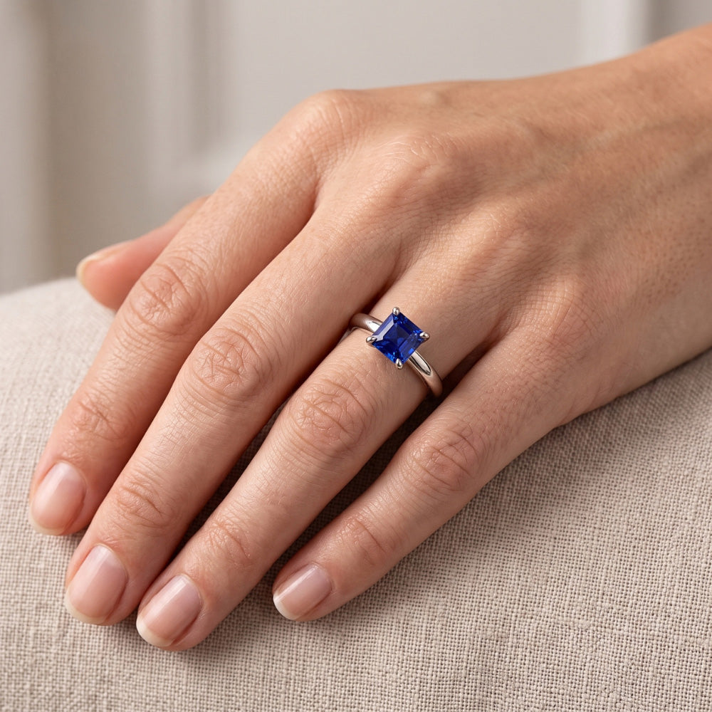 Natural Sapphire Ring 1.50ct - White Gold 14K