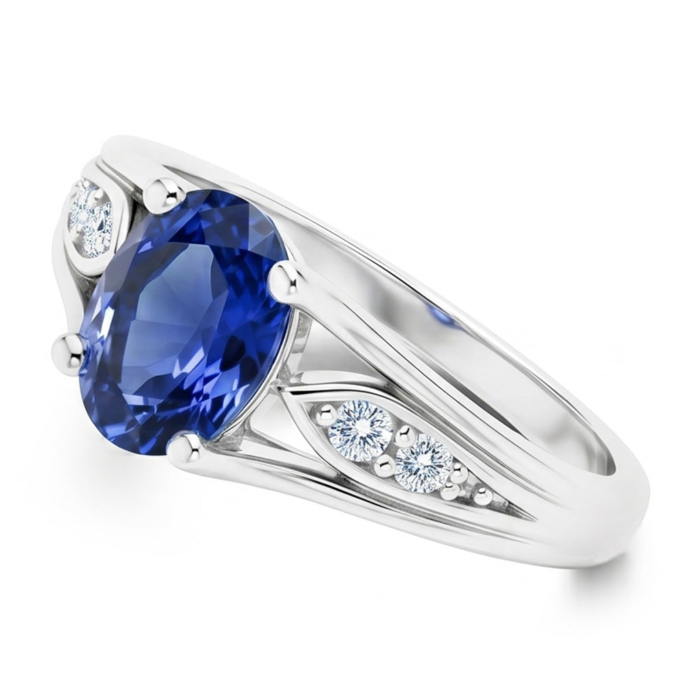 Natural Sapphire Ring 1.50ct - White Gold 14K
