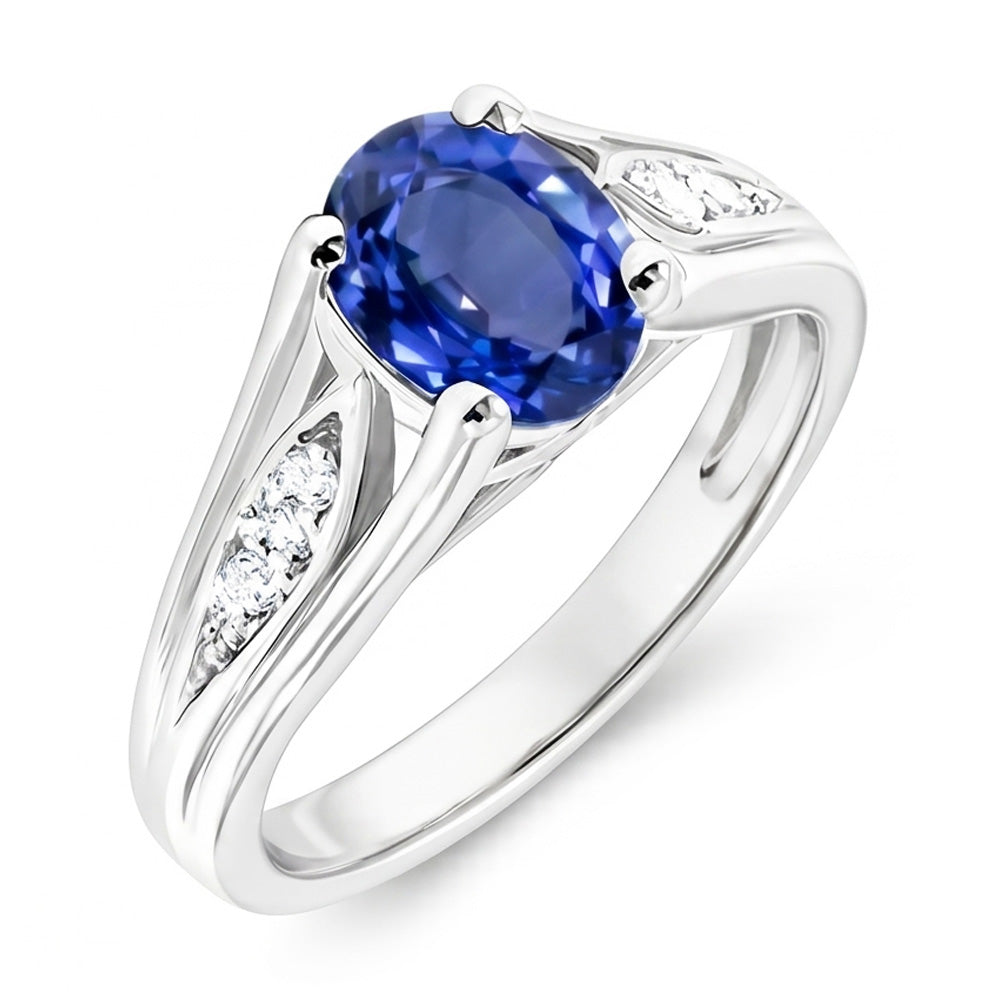 Natural Sapphire Ring 1.50ct - White Gold 14K