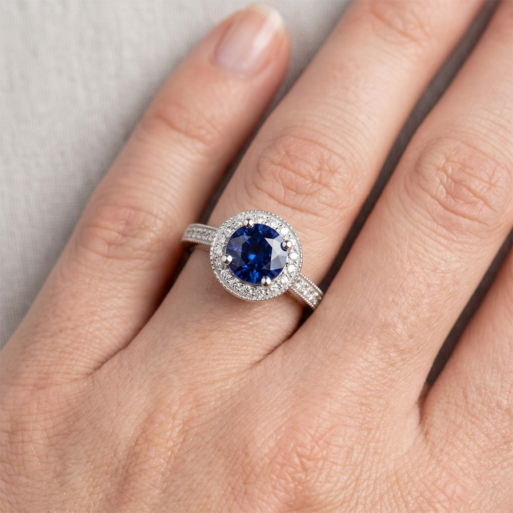Natural Sapphire Ring 1.50ct - White Gold 14K