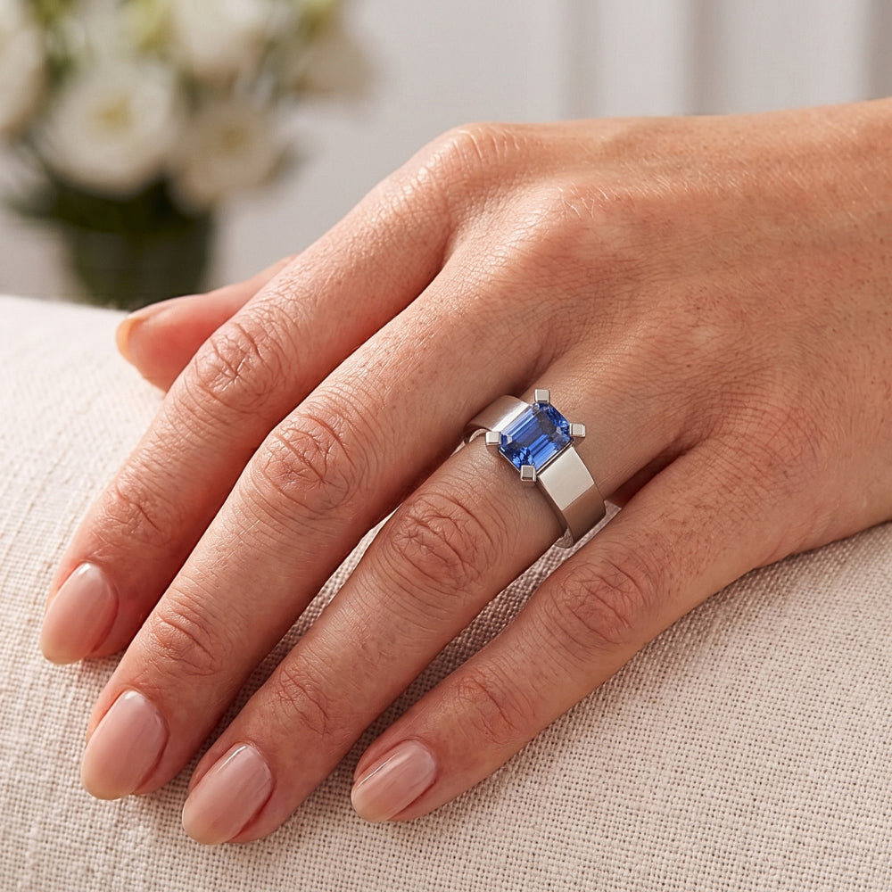 Natural Sapphire Ring 1.50ct - White Gold 14K