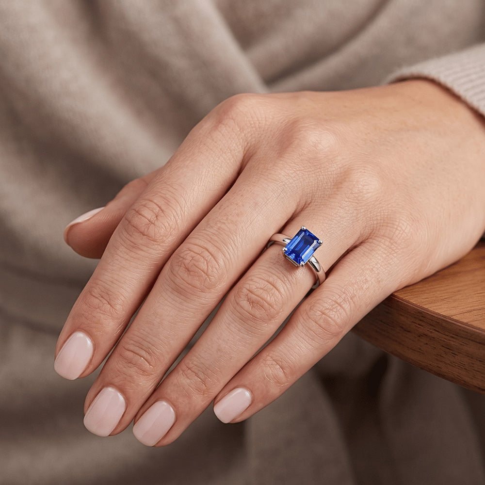Natural Sapphire Ring 1.50ct - White Gold 14K