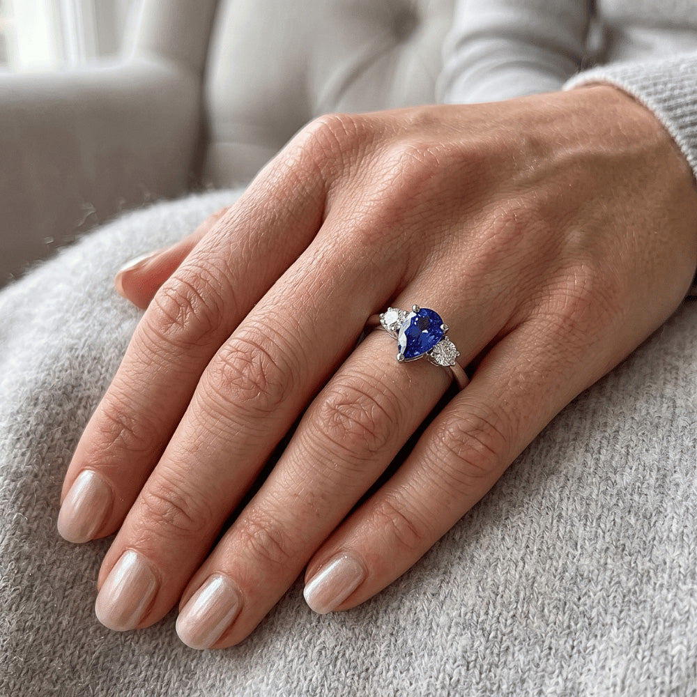 Natural Sapphire Ring 1.50ct - White Gold 14K