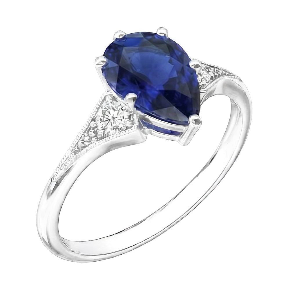 Natural Sapphire Ring 1.75ct - White Gold 14K