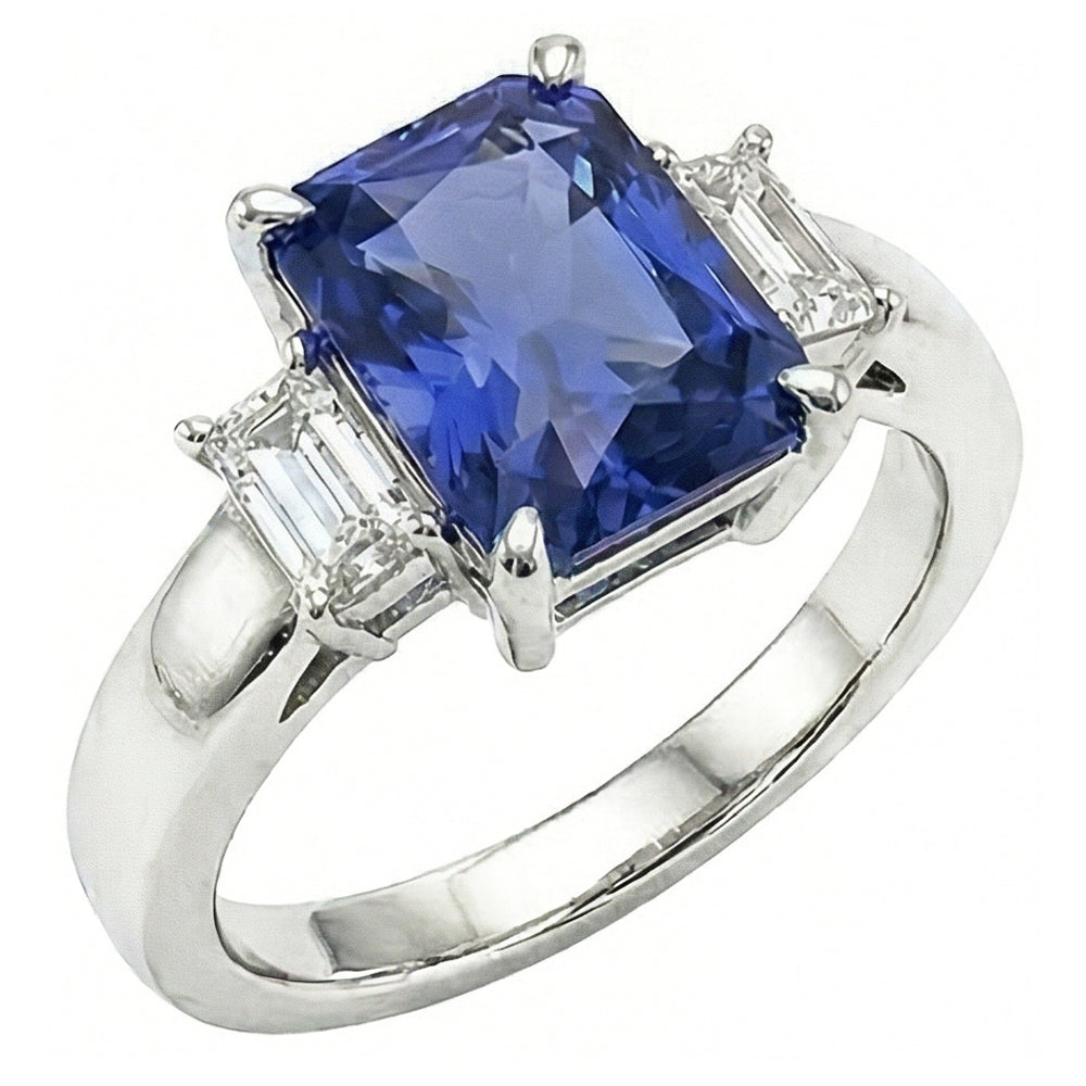 Natural Sapphire Ring 1.75ct - White Gold 14K