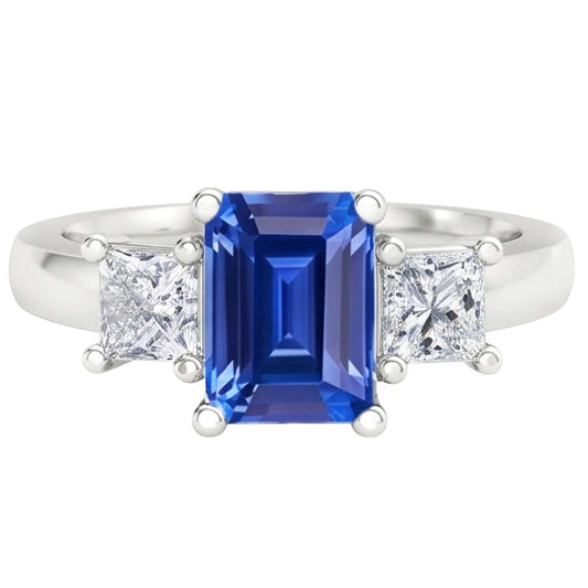 Natural Sapphire Ring 1.75ct - White Gold 14K