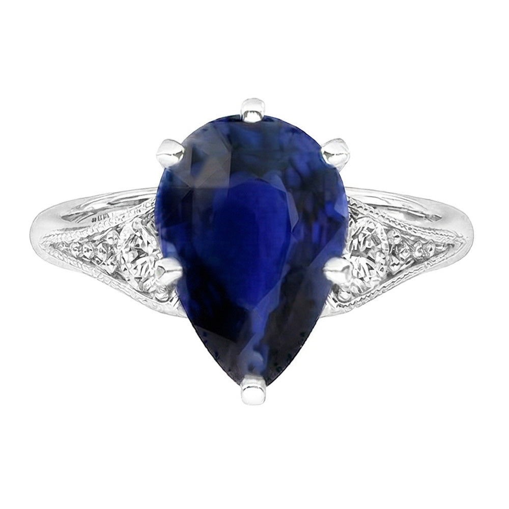 Natural Sapphire Ring 1.75ct - White Gold 14K