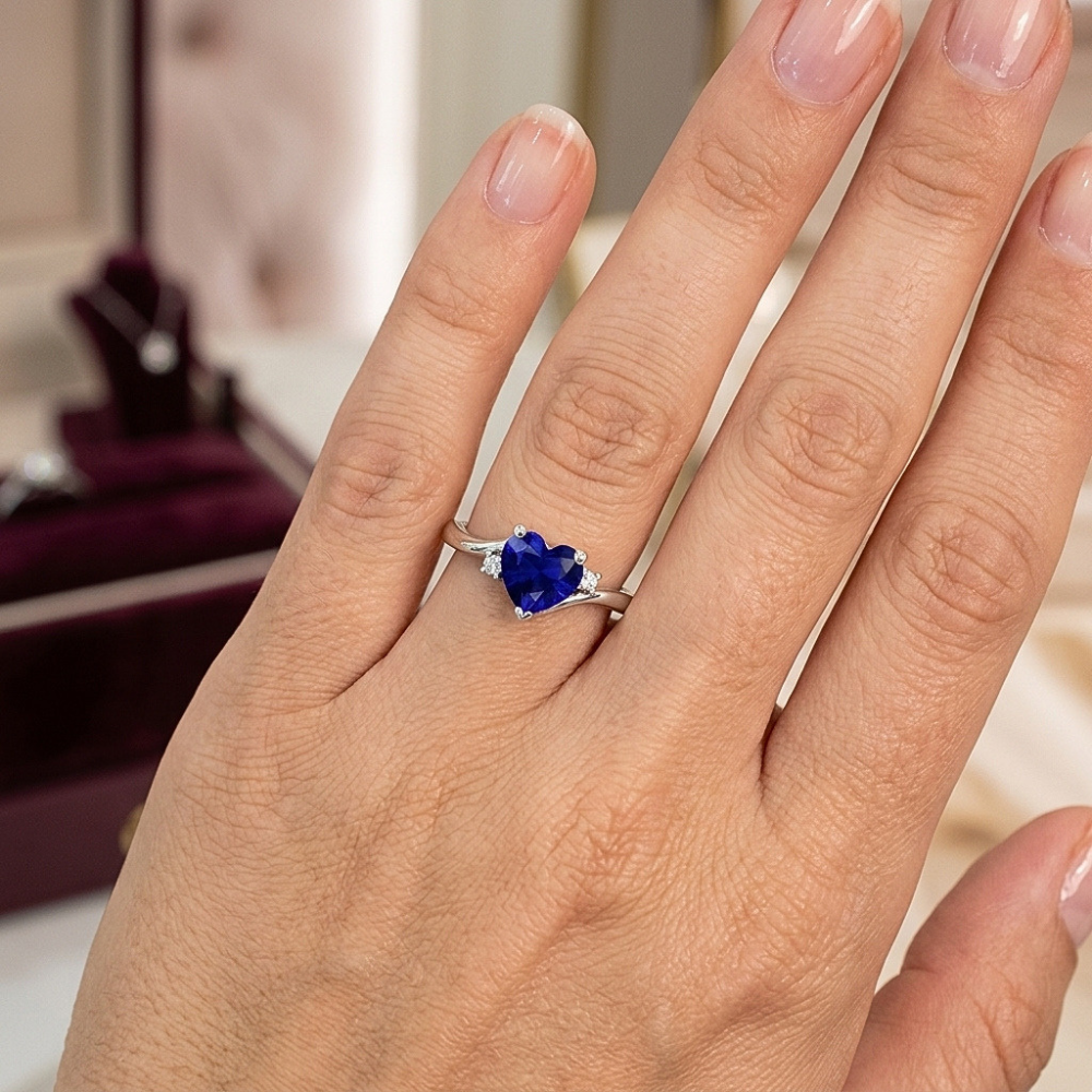Natural Sapphire Ring 1.75ct - White Gold 14K