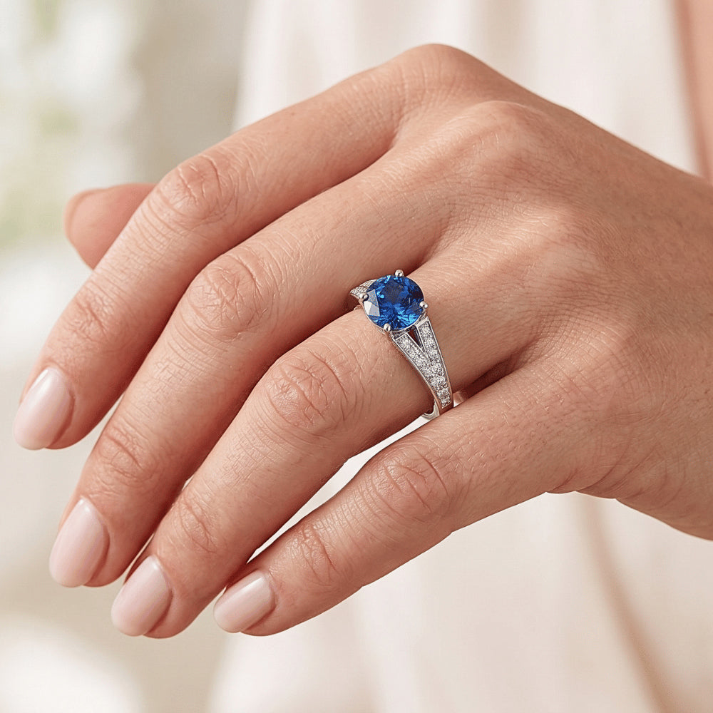 Natural Sapphire Ring 1.75ct - White Gold 14K