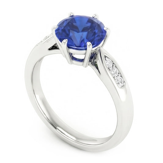 Natural Sapphire Ring 1.80ct - White Gold 14K