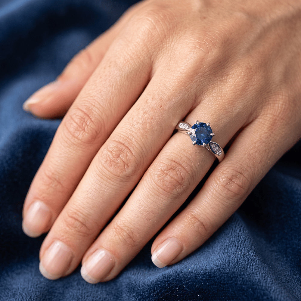Natural Sapphire Ring 1.80ct - White Gold 14K